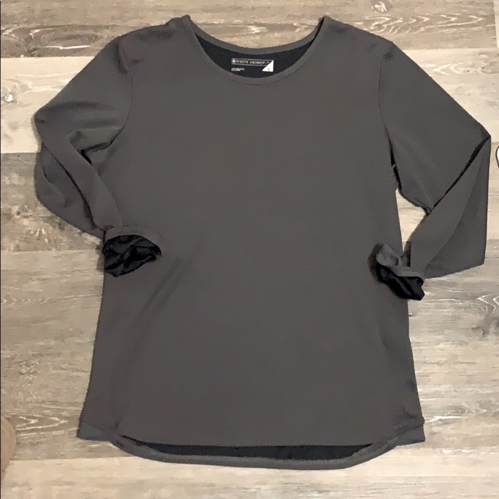 White cross fit long sleeve scrub top